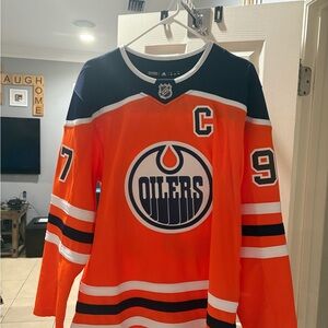 adidas Orange and Blue Edmonton Oilers Jersey